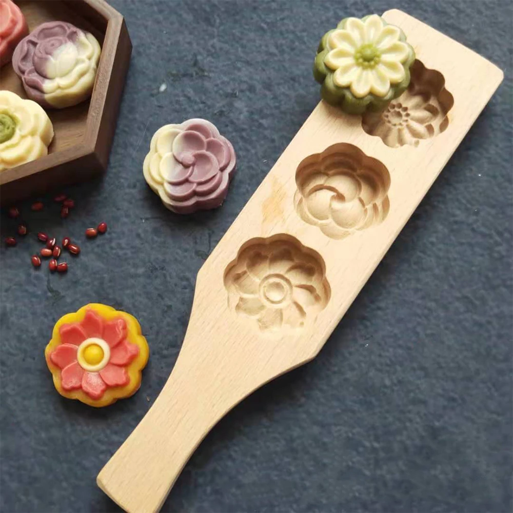 Wooden Cookie Mold Cutter Pastry Mold Moon Cake Mold Baking Tool Mung Bean Cake Ice Skin Fondant Chocolate Mold Bakery Gadgets