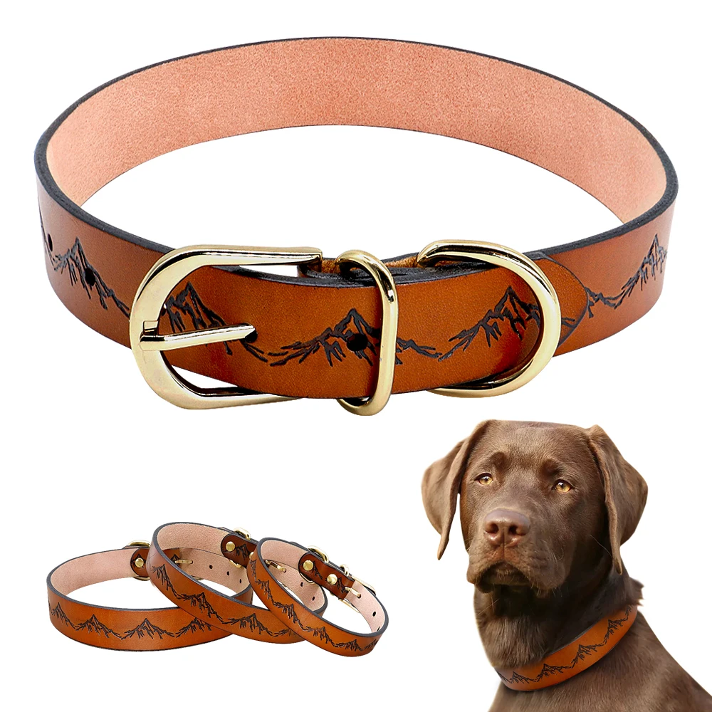 

Leather Dog Collar Genuine Leather Pet Dog Collars Pitbull German Shepherd Collar Neck Buckle for Small Medium Large Dogs