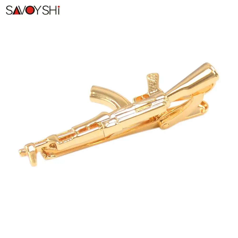 SAVOYSHI جودة الذهب اللون AK-47 بندقية التعادل كليب للرجال ربطة العنق المشبك المشبك اكسسوارات هدية ماركة مجوهرات نحت مجاني اسم #4