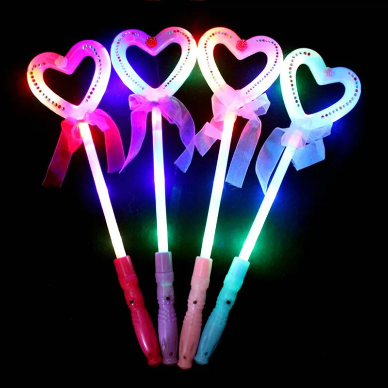 20 Pcs LED Luminous Love Stars Lollipop Princess Elf Magic Wand Props Party Children Gift Girl Toys  Birthday Christmas