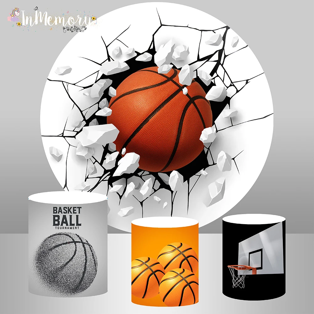 Boy Birthday Party Decoration Round Circle Backdrops Custom Sports Basketball Photo Background Cake Table Banner