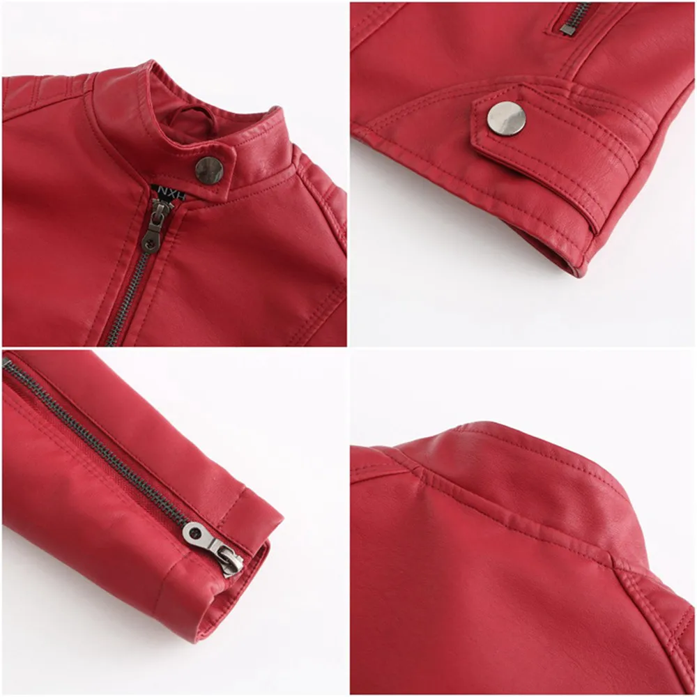 Women Leather Jacket Autumn Thin Ladies Motorcycle Jacket PU Leather Jacket Stand Collar Female Black Faux Leather Outwear