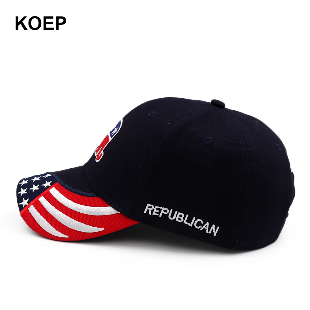 New Republican Cap USA Flag Baseball Caps Conservative Hat Elephant Embroidery Wholesale Drop Shipping Hats