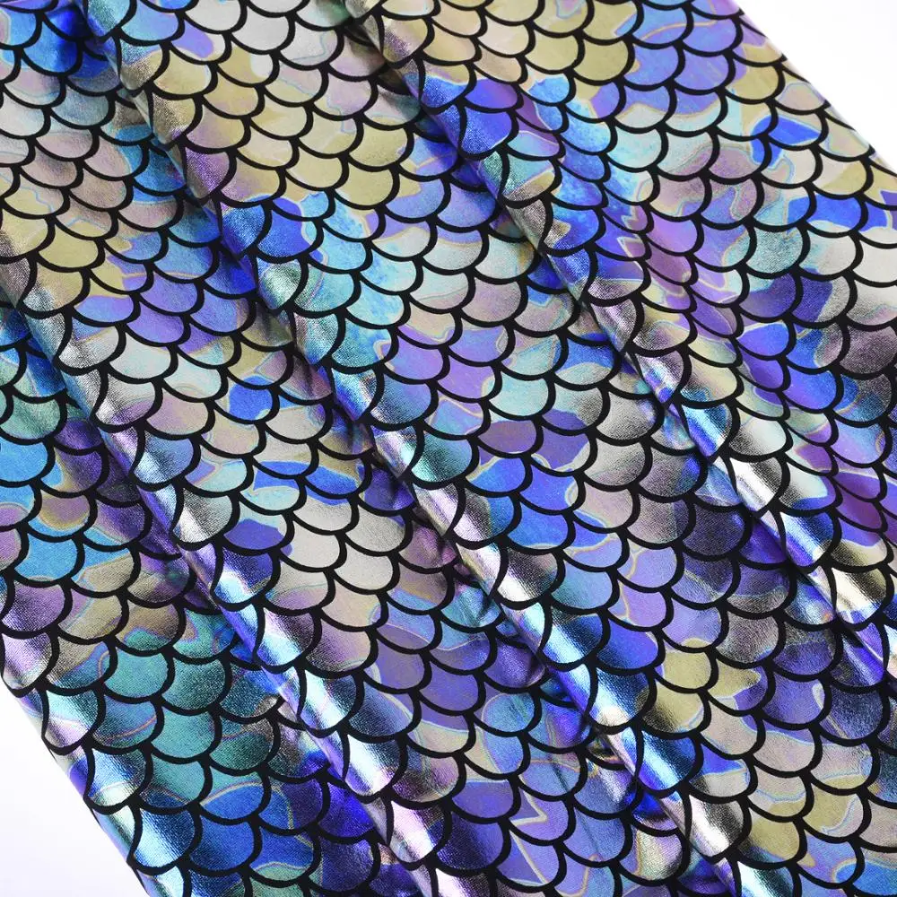 1 Yard Mermaid Scale Pattern Fabric Fish Scales Spandex Fabric Holographic Fish Scale Stretch Fabric Multi Colors to Choose