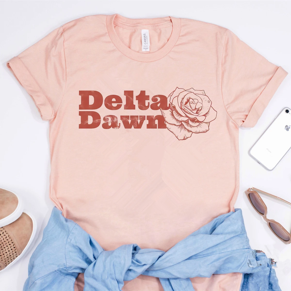 Delta Dawn Country Music T-Shirt Women Vintage Shirt Cute Western Tees Coutry Girl Flower Graphic Tees Casual Tops