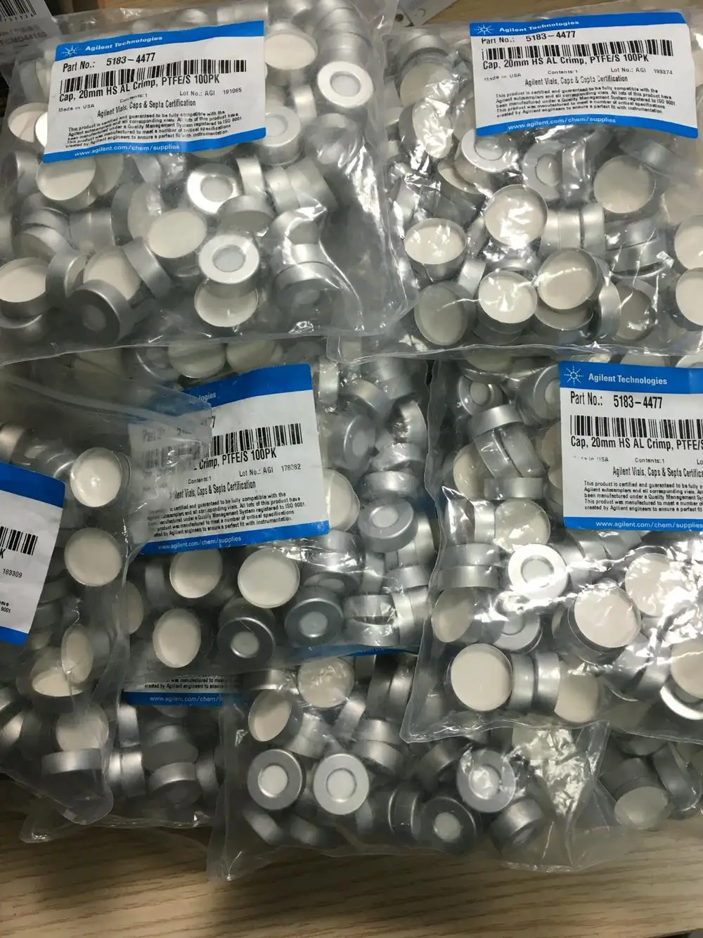 FOR Agilent Pliers Aluminum Mouth Cap Headspace Sample Bottle Cap 5183-4477 20mm 100 Pcs / Pack