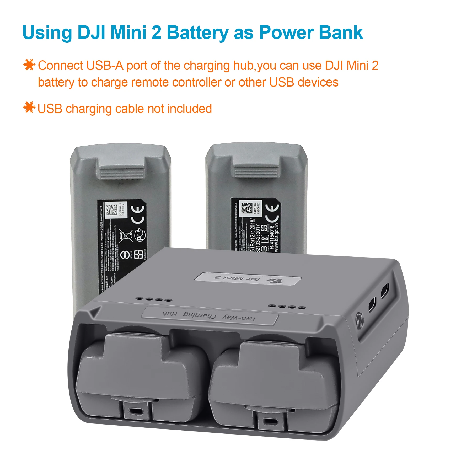 Cargador de batería Mini 2/Mini SE, concentrador de carga bidireccional, baterías de Dron, cargador USB para accesorios DJI Mini 2/Mini SE