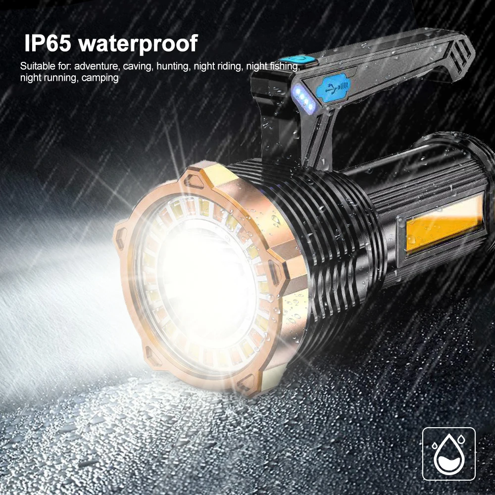 Led Flashlight Strong Spotlight For Hunting Searchlight 200W 3in1 Led Flashlight Spotlight Powerful Rechargeable Led Flashlight