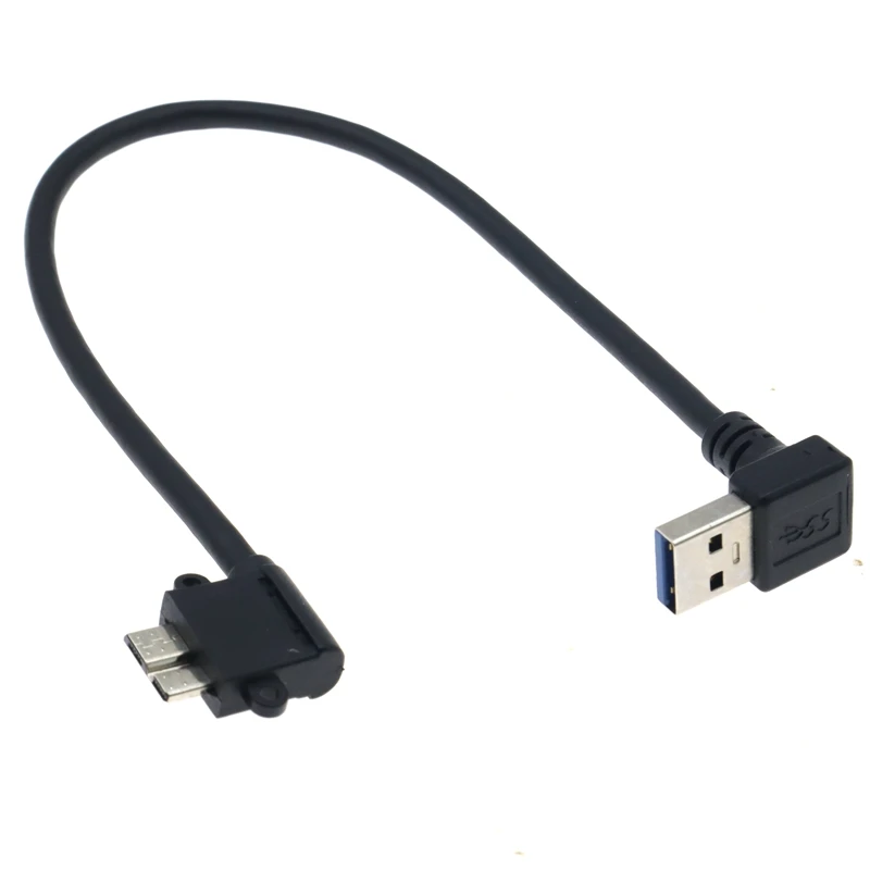 25cm Right Angle 90 Degree USB 3.0 to Micro B Right-Angled Cable for Toshiba External Hard Drive Samsung Mobile Phone Data Cable