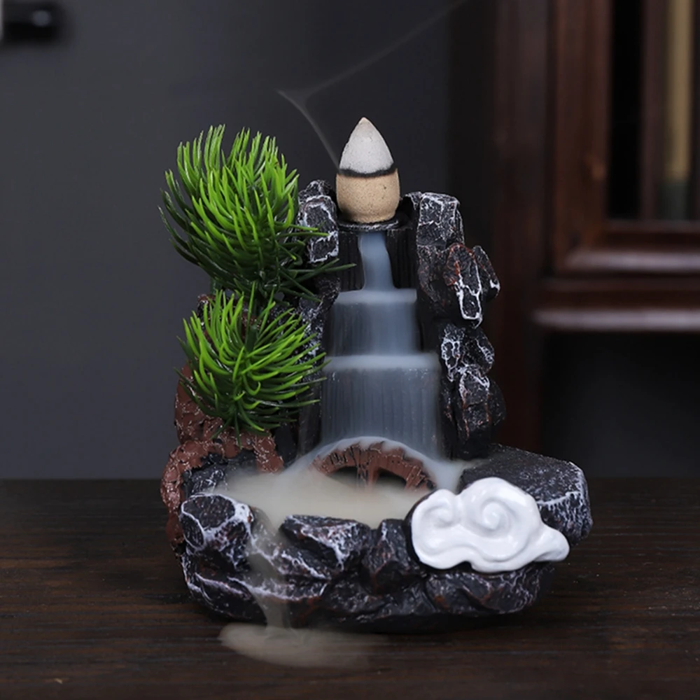 

Zen Buddhist Backflow Incense Burner - Ceramic Lotus Censer with 50 Cones, Little Monk Meditation Decor for Yoga