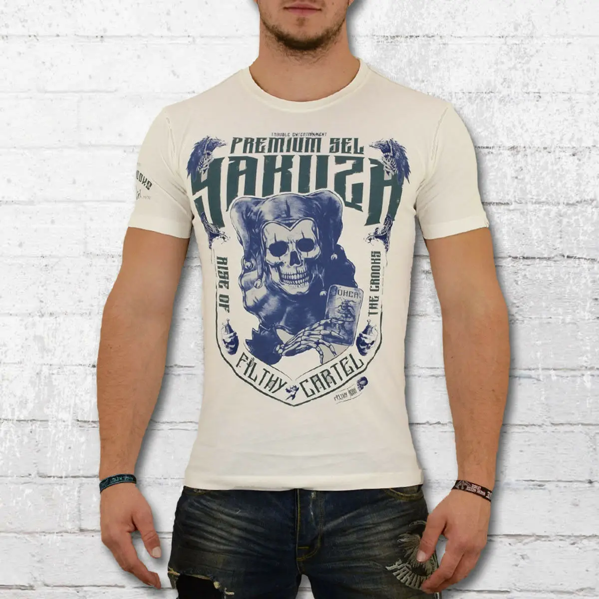 Мужская футболка премиум-класса yakхита, белая футболка с принтом Filthy Cartel Joker 2515, Мужская футболка из чистого хлопка