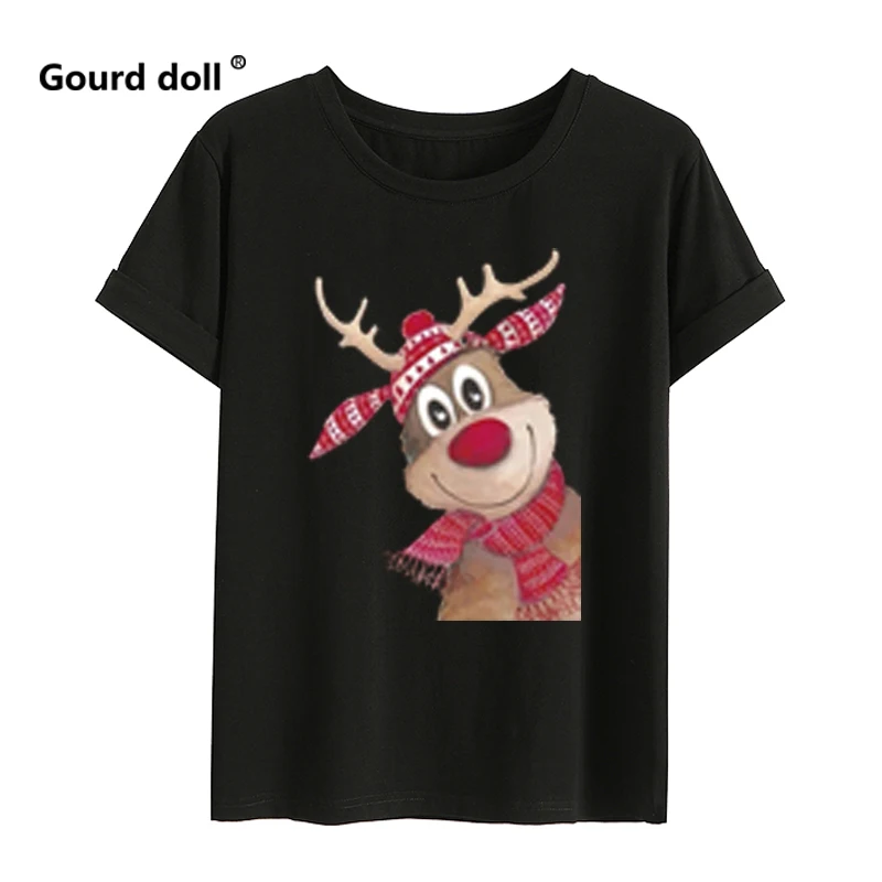 Christmas Reindeer Family Matching Clothes Mother Father Daughter Son Kid Baby T-shirt Christmas Family Gift Red Short Sleeve