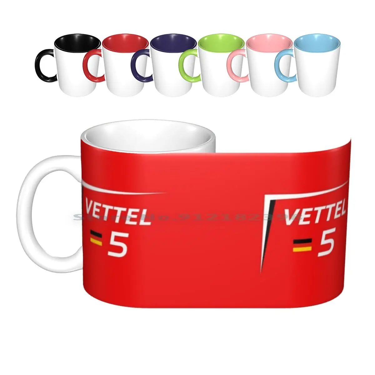 2015-#5 Vettel [ V2 Red ] Ceramic Mugs Coffee Cups Milk Tea Mug Racing 2015 Motorsport 2015 5 Vettel Vettel Germany Creative