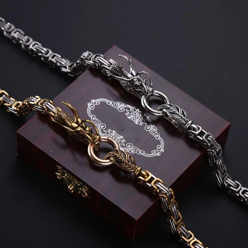 Men\'s Steel Dragon Bracelet Multifunctional Decorative Chain Men Necklace Waist Chain Car Pendant 1m Long Used For Self-defense