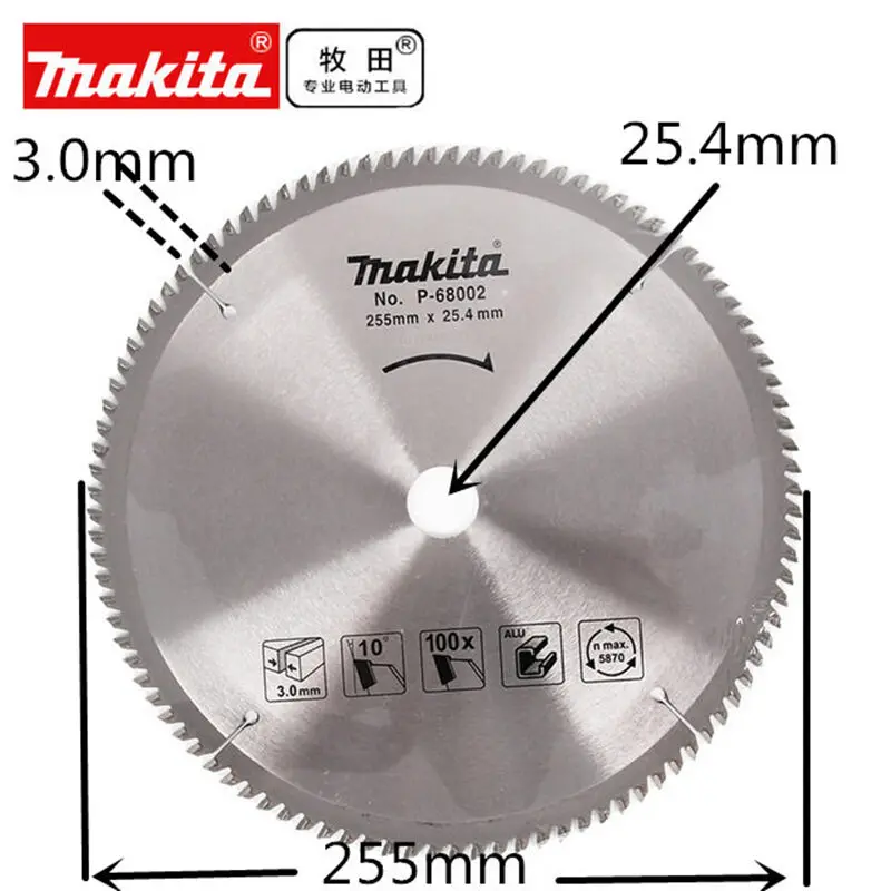 

Makita P-68002 255*25.4*100T Carbide-Tipped Saw Blade aluminum for LS1017L LS1016 LS1040 LS1045 and so on