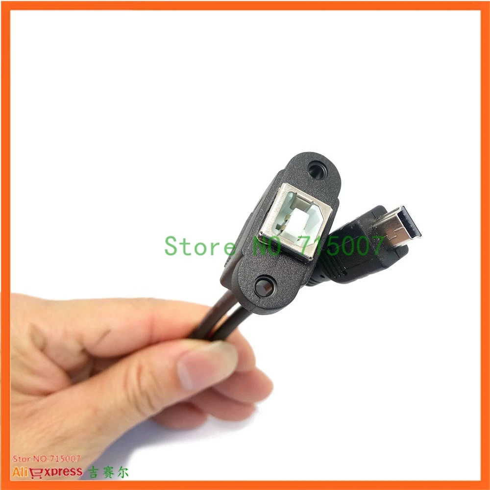 0.3M 0.5M Mini USB to USB 2.0 Type B Female Cable Extension Cable with Panel Mount Screw Hole Lock Connector Adapter