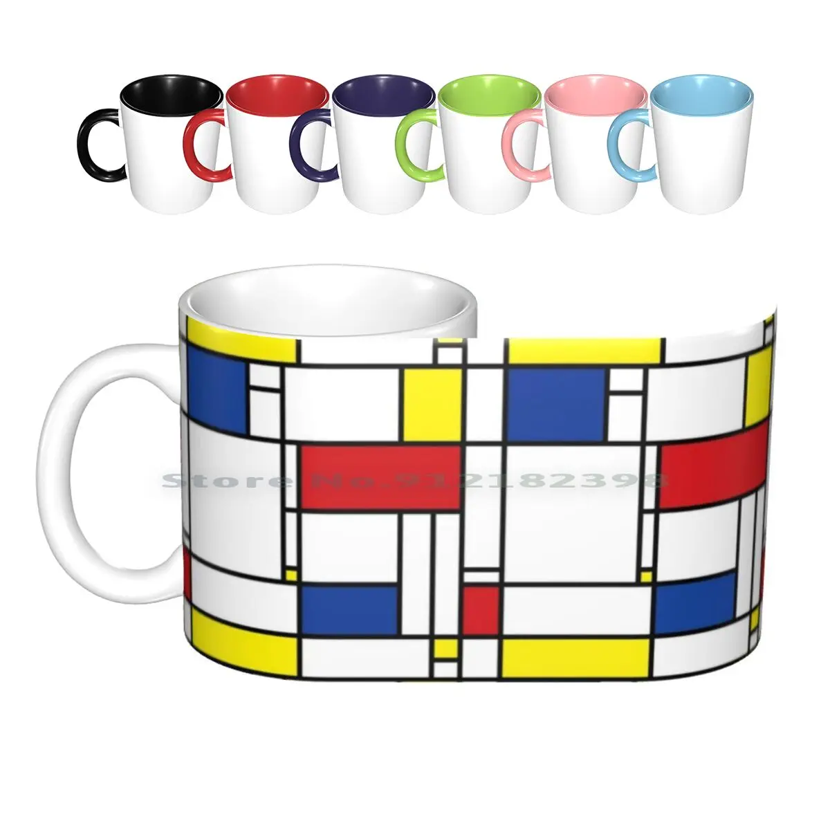 Mondrian Minimalist De Stijl Modern Art I.i ? Fatfatin Ceramic Mugs Coffee Cups Milk Tea Mug Fatfatin Artistic Mondrian