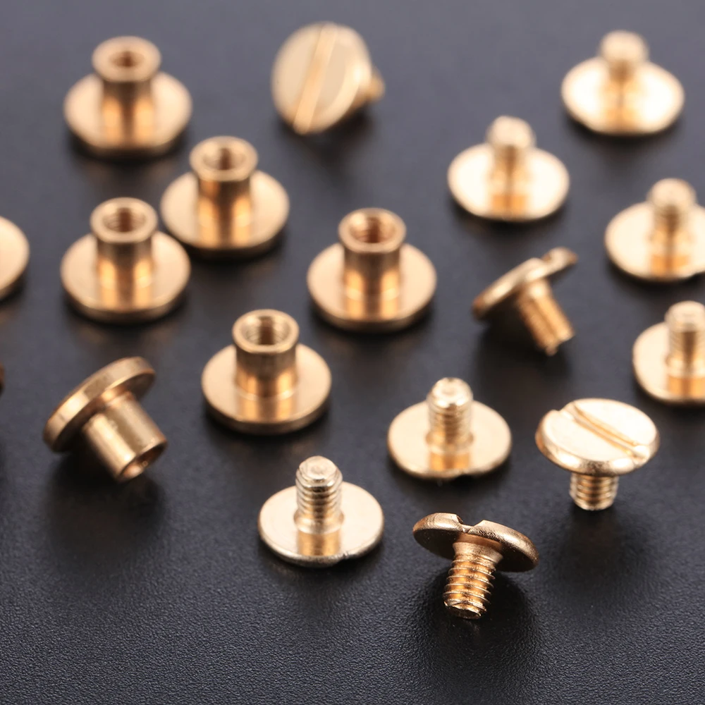 20Pcs(10Sets) Leather Craft Solid Nail Bolt Bookkeeping Round Head Screws Strap Rivets Screw for Luggage Craft Clothes/Bag/Shoes