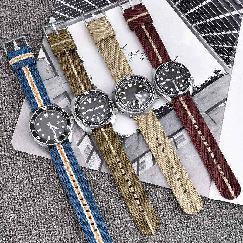 Nylon Watch Band 18mm 20mm 22mm 24mm Watch Strap Stainless Steel Buckle Men Replacement Bracelet Loop Belt Watchband Accessories