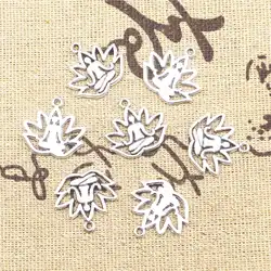 Jewelri Charm 17x18mm Lotus Buddha Charms Antique Silver Color 10pcs