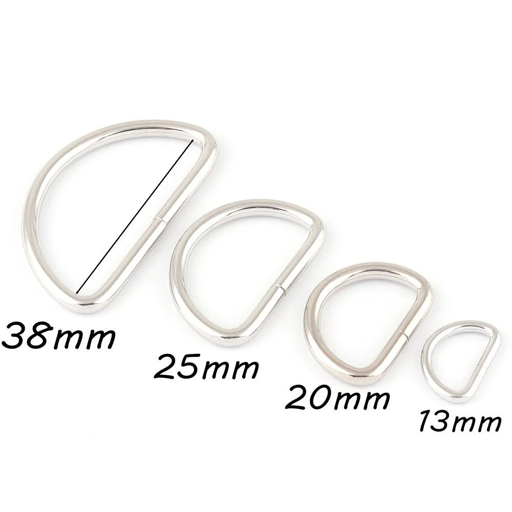 13-38mm Silver Belt D Rings Slide Adjustable Buckles Metal D ring Strap Buckle,Bag Purse Clasp Handbag Webbing Hardware Leather