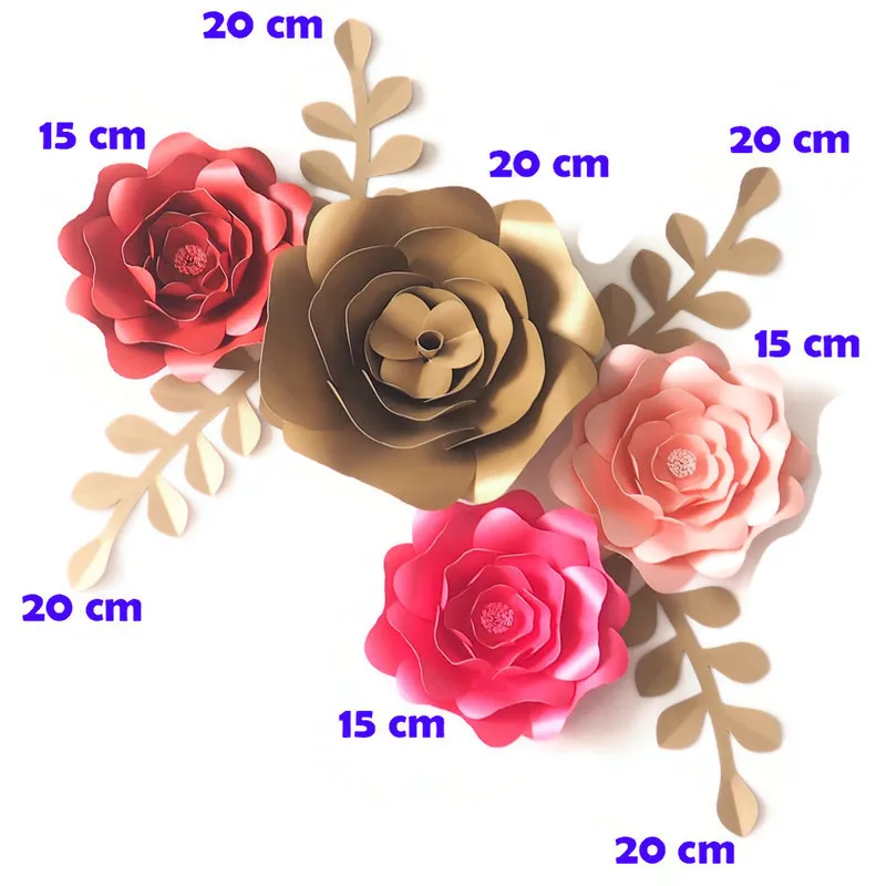 

DIY Artificial Flowers Fleurs Artificielles Backdrop Giant Paper Flowers 4PCS Paper Leave 4PCS Wedding Party Decor Baby Nursery