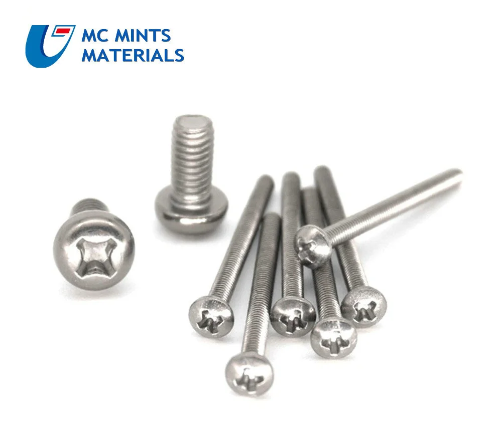 

M1 M1.2 1.4 M1.6x3 4 5 6 8 10mm Ti Titanium Bolt Truss Cross Head GB818 semicircular head machine screw Titanium Screw Fastener