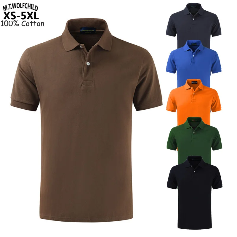 100% Cotton Top Quality Summer New Men\'s Polo Shirts Sportswear Tees XS-5XL Solid Color Short Sleeve Polos Homme Fashion Clothes