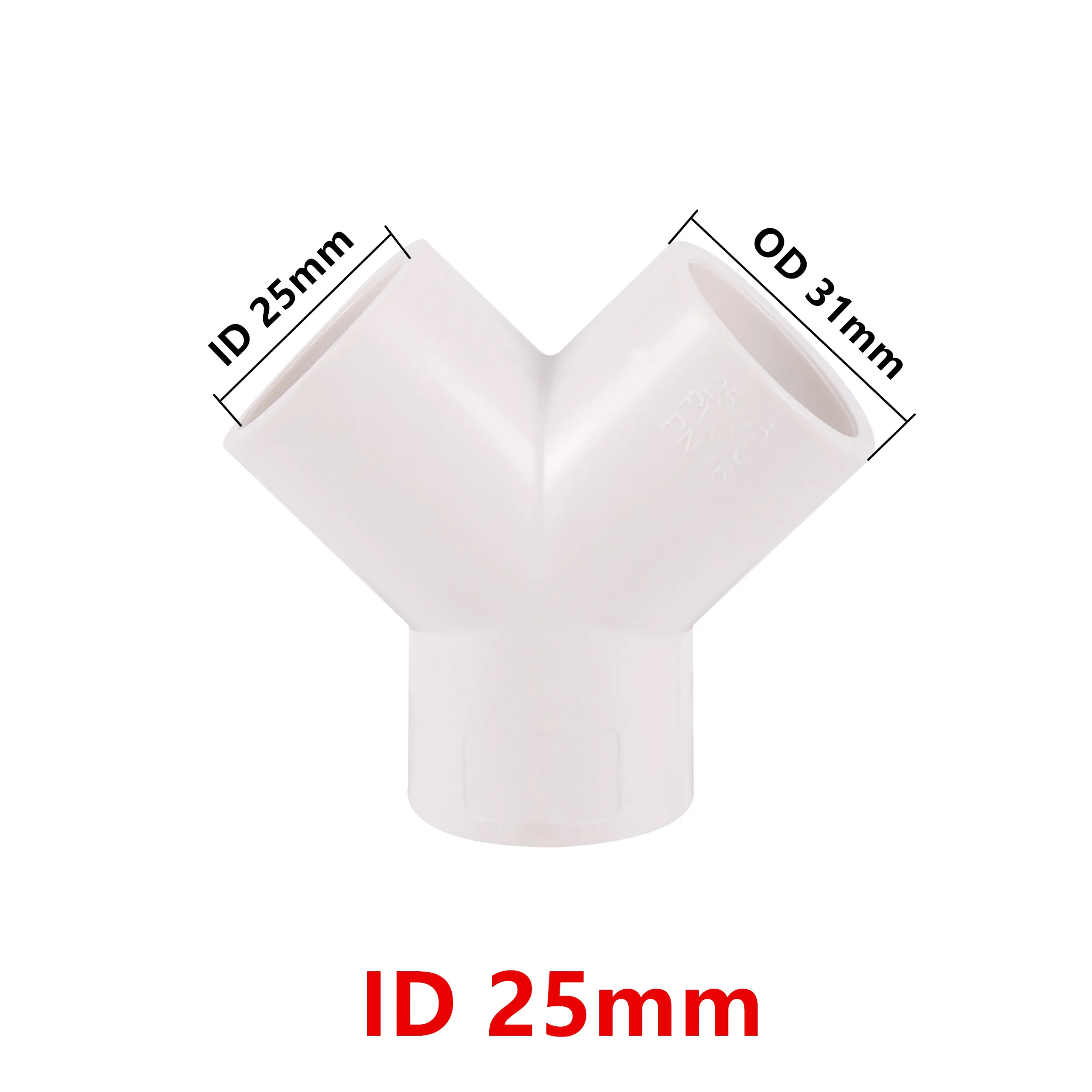 PVC 물 공급 튜브 조인트, Y 경사 3 방향 포크 플라스틱 수족관 파이프 피팅 어댑터, 흰색 티 커넥터, 20-32mm