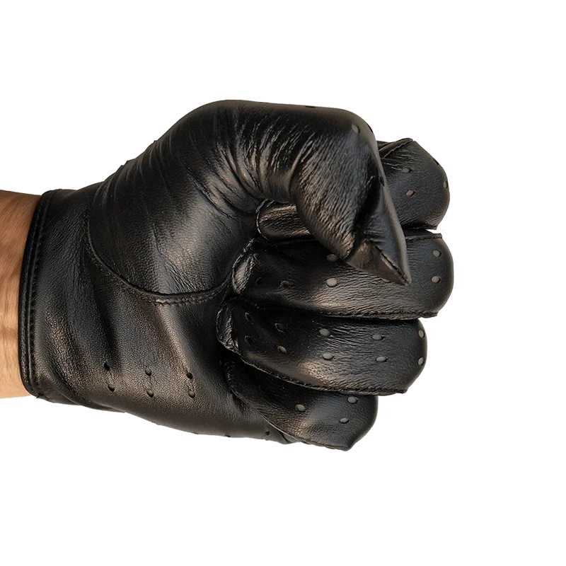 Carttigercat-guantes de conducción de cuero genuino para hombre, sin forro, finos, suaves, piel de cordero, frescos, de muñeca corta, con pantalla