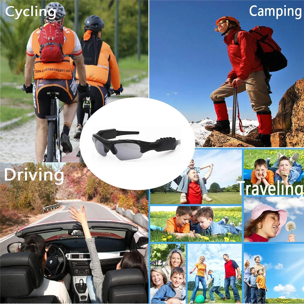 Mini Camera Multi-function Sunglasseswith Bluetooth Headset Sports Video Recorder Polarized Lens Sun Glass 1080P Camcorder