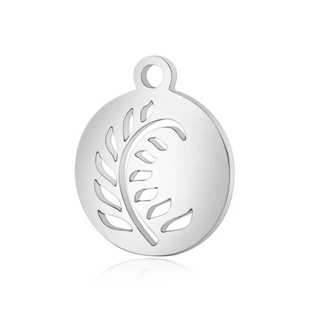 10pcs/lot Blossom Flower Fern DIY Charms Wholesale 316 Stainless Steel Tree of Life Sea Conch Pendant Plants Feather Charm