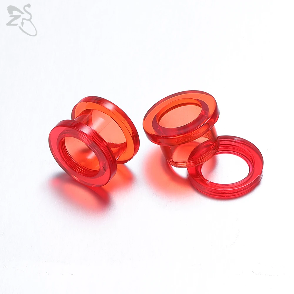 ZS 2pc/lot Colorful Acrylic Ear Plug And Tunnel Men Women Clear White Ear Gauges Ear Expander Stercher Piercing Jewelry 2-16MM