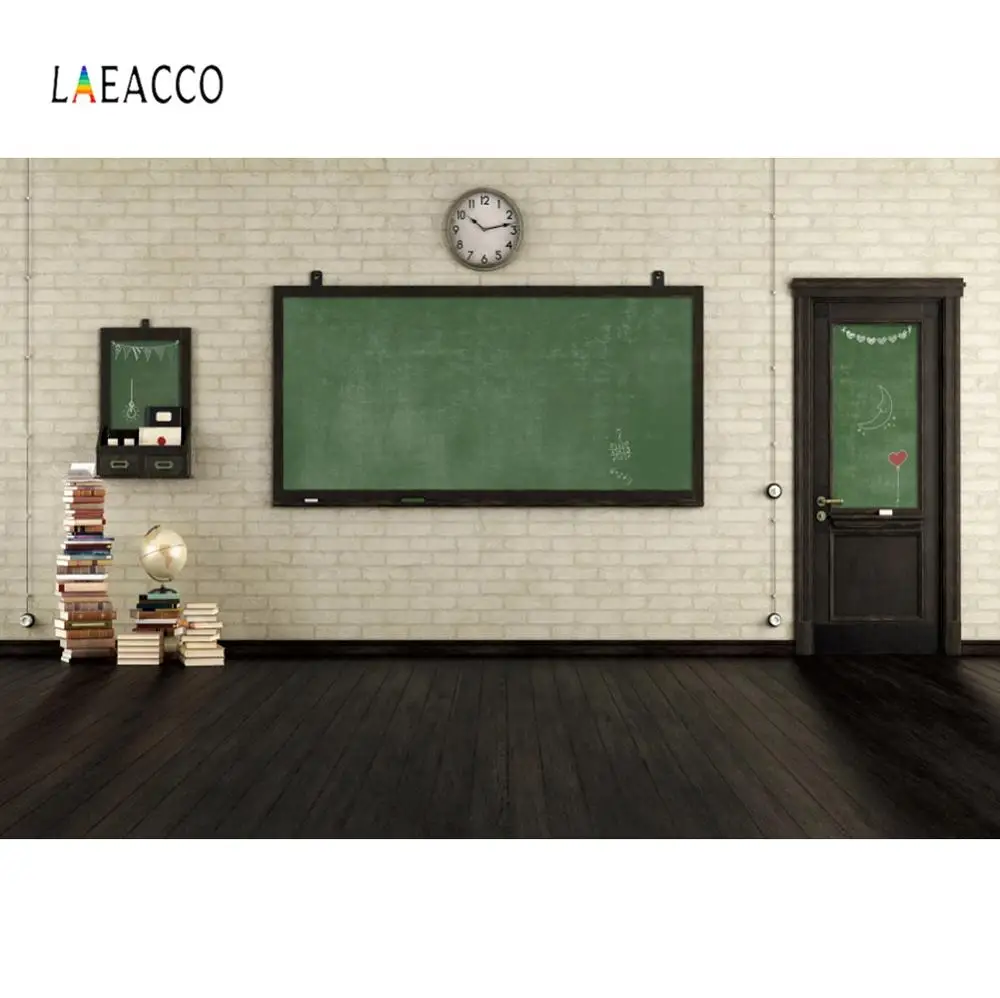Laeacco ถ่ายภาพฉากหลังภายในชั้นไม้ห้องเรียนกำแพงอิฐปรับแต่งสำหรับการถ่ายภาพพื้นหลังสำหรับ Photo Studio