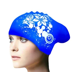 Gorro de natación de silicona para mujer, gorro de pelo largo, impermeable, para buceo, 2022
