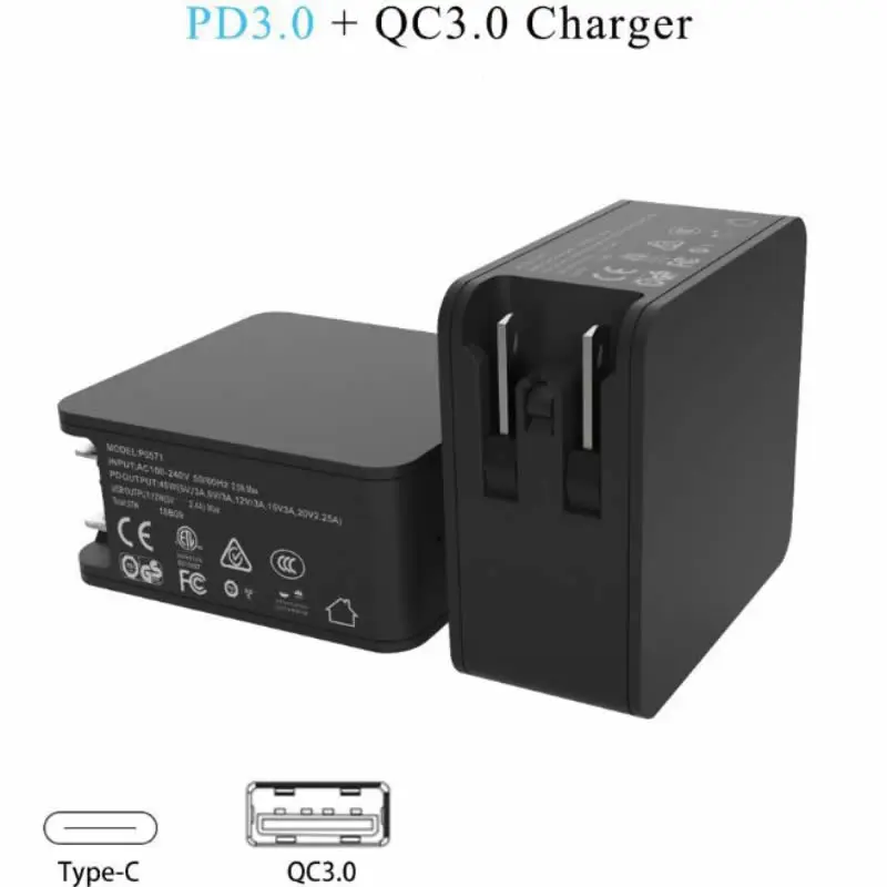 Wholesale Free Shipping PD 3.0 QC 3.0 45W Super Fast Quick Charger AC 100V-240V 50/60Hz 0.45A Compatible With Mobile,Tablet, Pad