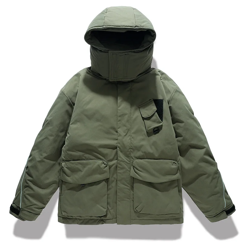 2022 New Men Loose Windbreaker Thickened Hooded Down Jacket Overcoat Casual Trench Down Coat Male Clothing Men's Down Jacket