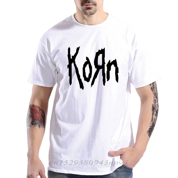 Free Shipping mens t shirts fashion short sleeve Korn Rock band Letter T Shirt Cotton High Street Tee Shirts Plus Size