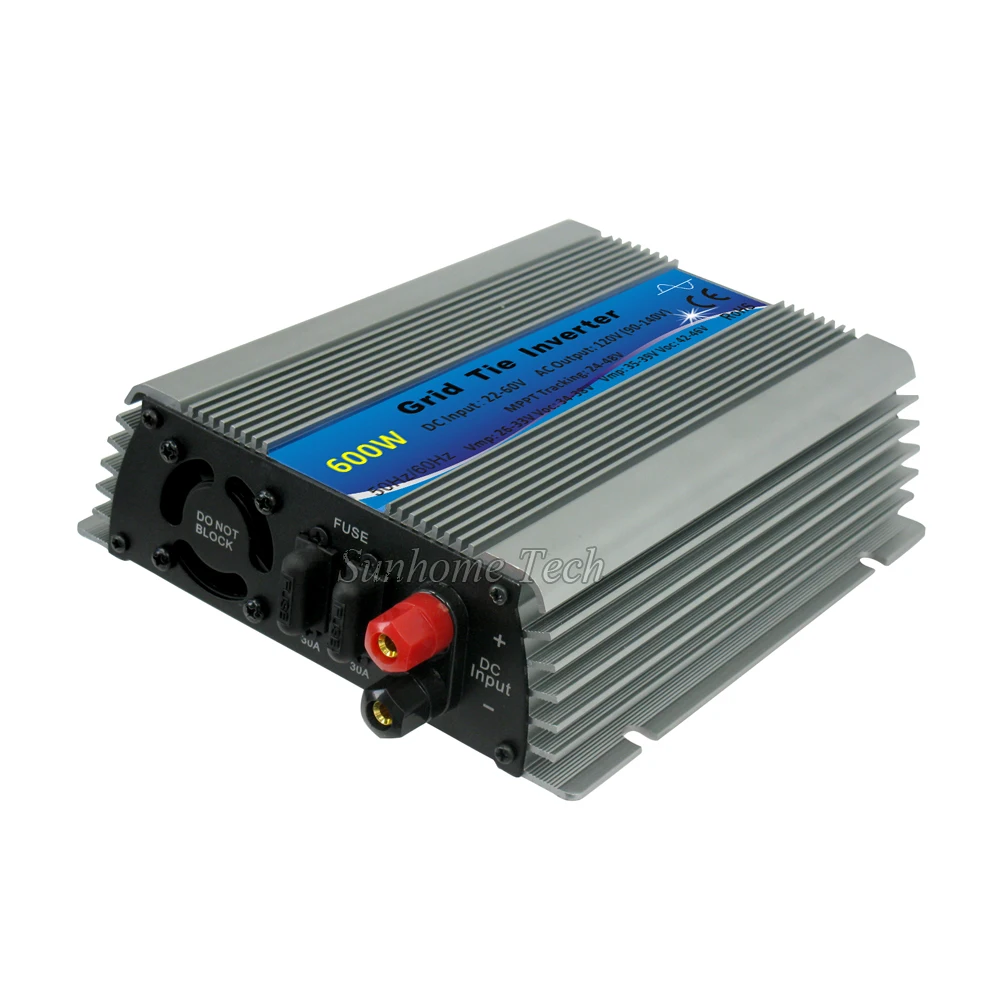 mppt 600W solar power grid tie micro inverters pure sine wave 22-60V DC to 120V or 230V AC inverters 600W on grid tie inverters