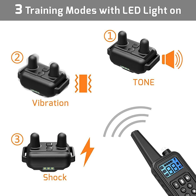 800m Electric Dog Training Collar Product Acessories with LCD Display Pet Remote Control Waterproof Rechargeable Collars