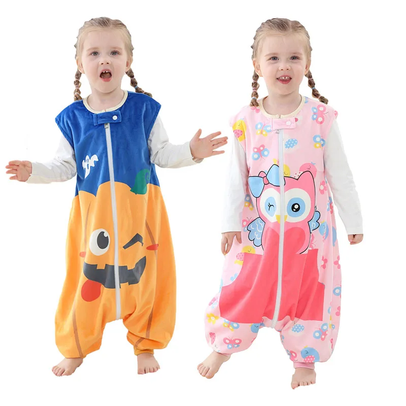 

Sleeping Bag Jumpsuits 2021 New Children Cartoon Clothes Spring Autumn Flannel Sleepwear Baby Girl Pajamas Boys Sleep Bag 1-6Y