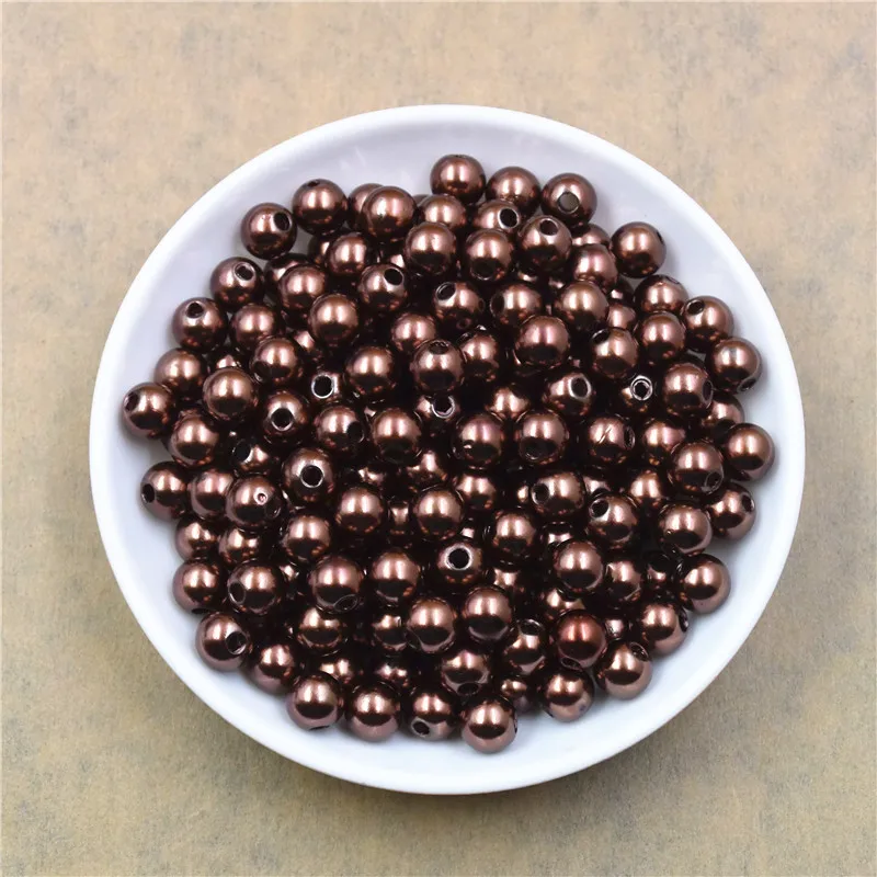 50-1000Pcs With Hole ABS Imitation Pearl Bead 4/6/8/10/12MM Round Plastic Acrylic Spacer Bead for DIY Jewelry Making Findings image 3