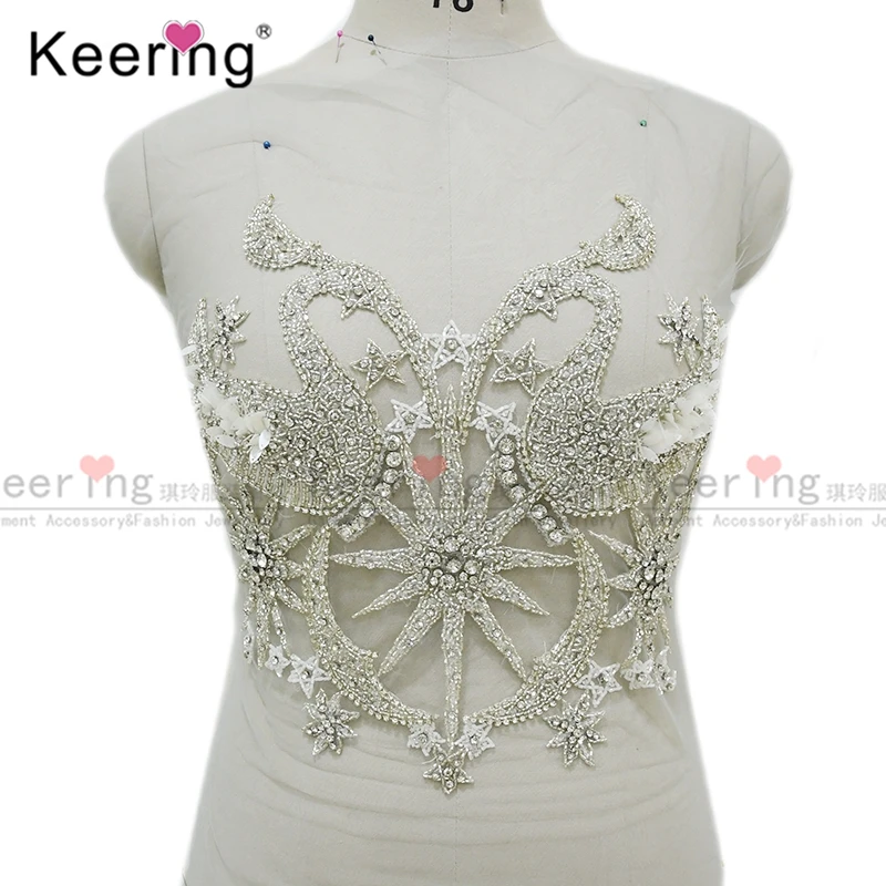 

Keering Rhinestone Applique for Wedding Dress, Sexy Body, WDP-118