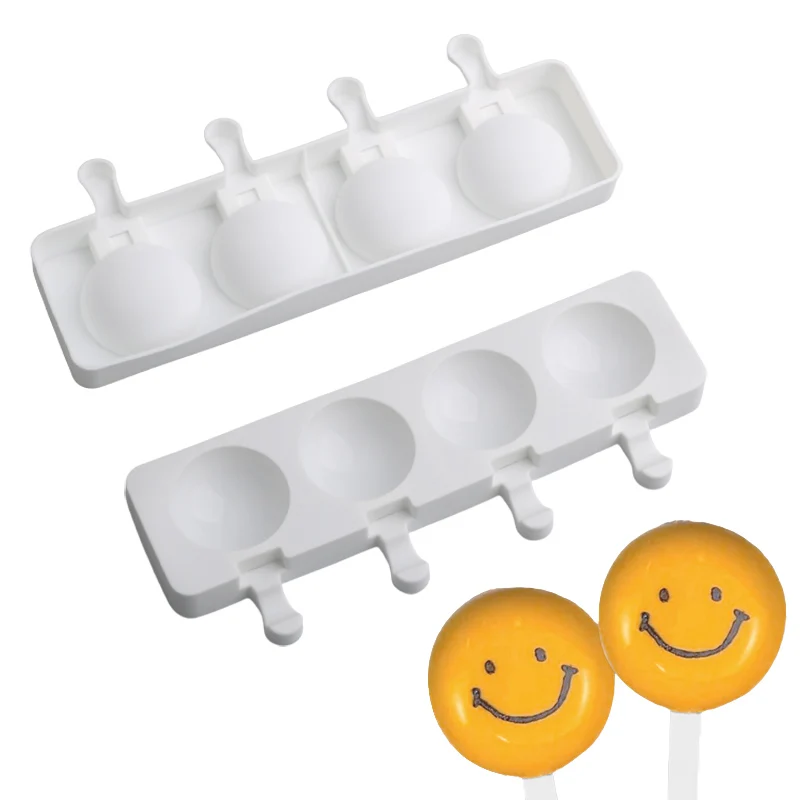 SHENHONG 4 Cavity Star and Hemispherical Design Popsicle Moulds Silicone Ice Cream Molds Ice Cube Tray Summer Cold Drink Tools