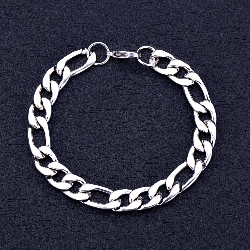 Stainless Steel Jewelry Set 8MM Figaro Chain Necklace & Bracelet for Men Fashion Cool Party Gifts drop shipping Low Price