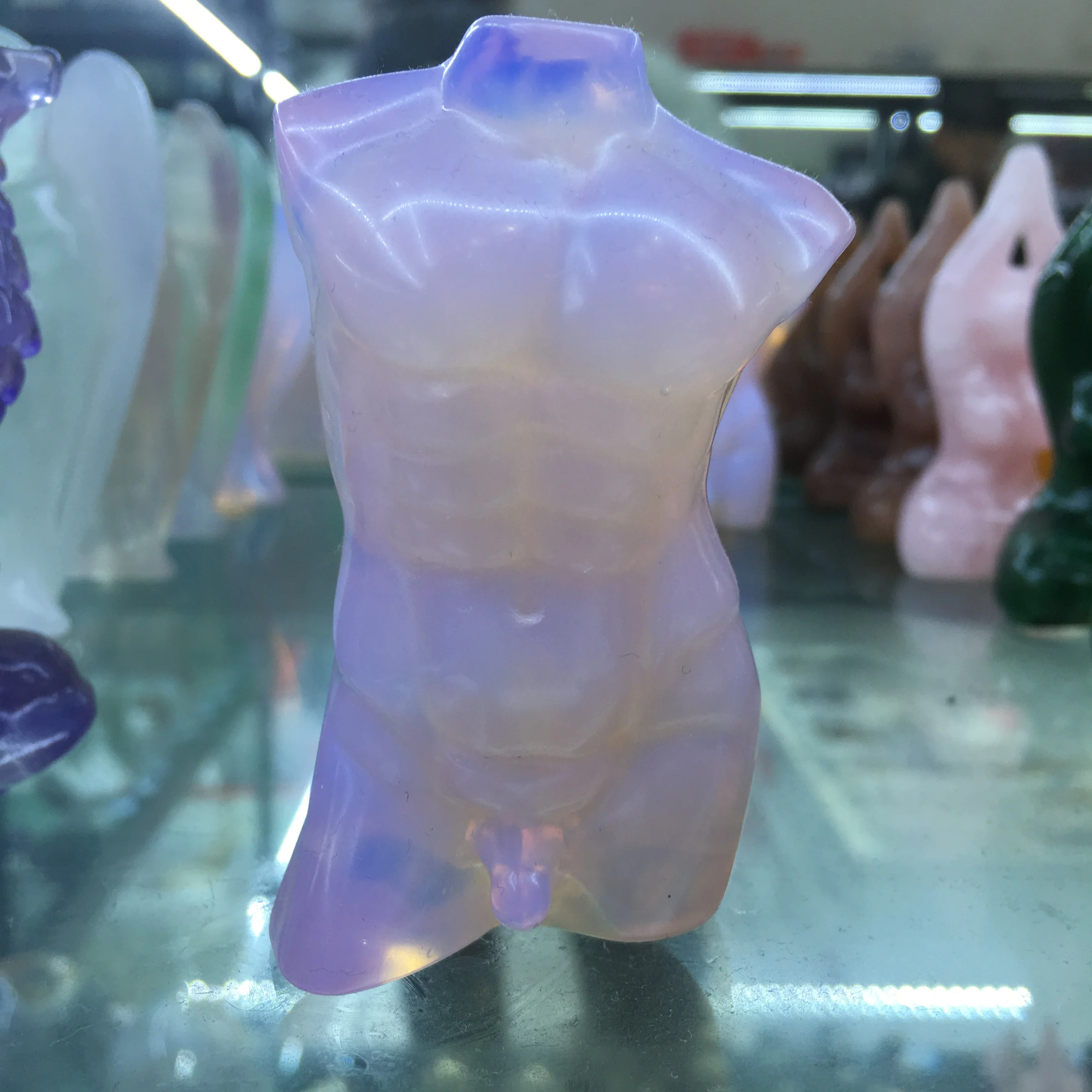 Crystal Statue Pink Opal  Model Obsidian  Torso Figurine Home Decoration Stones Art