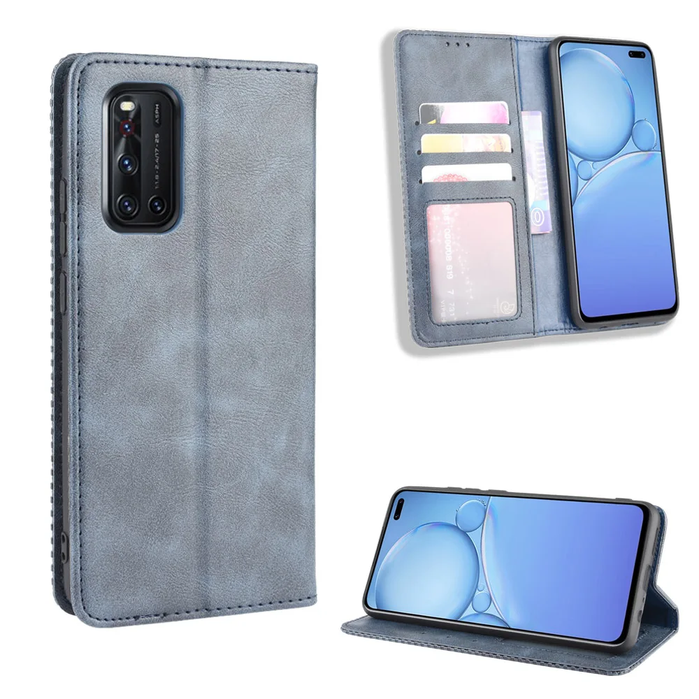 Vivo V19 Case VIVO V19 Wallet Flip Style Vintage Skin Leather Phone Back Cover For VIVO V19 Snapdragon 712 With Photo Frame