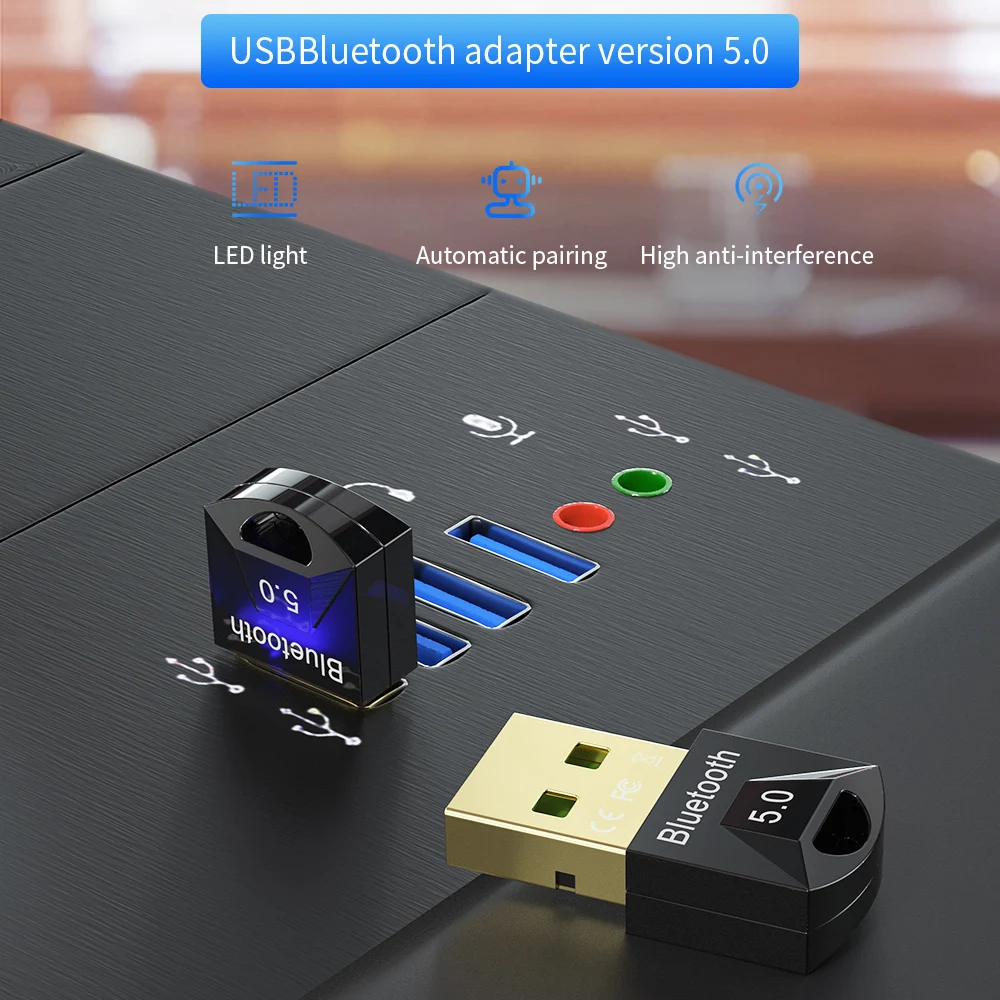 Essager USB Bluetooth 5.0 Adapter Dongle Bluetooth Music Audio Receiver Transmitter For Computer PC PS4 Speaker Wireless Mouse