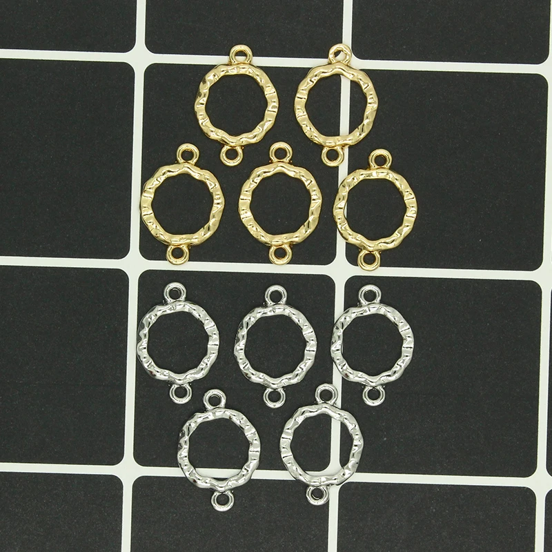 10pcs Simple Zinc Alloy Hollow Round Bracelet Connectors Findings DIY Geometric Charms For Earring Pendant Jewelry Accessory