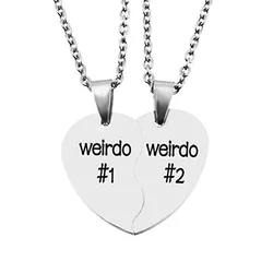 Best Friend Necklaces for 2 BFF Jewelry Weirdo Necklaces for 2 Weirdo 1 Weirdo 2 Necklaces for Women Lady Girl Friends